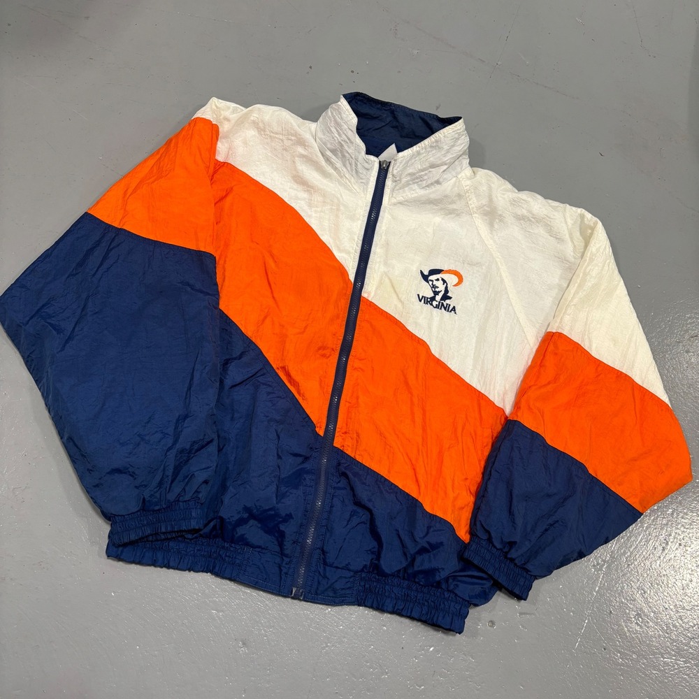 Vintage Red Oak Sportswear Virginia Cavaliers Windbreaker Jacket XL Orange Blue